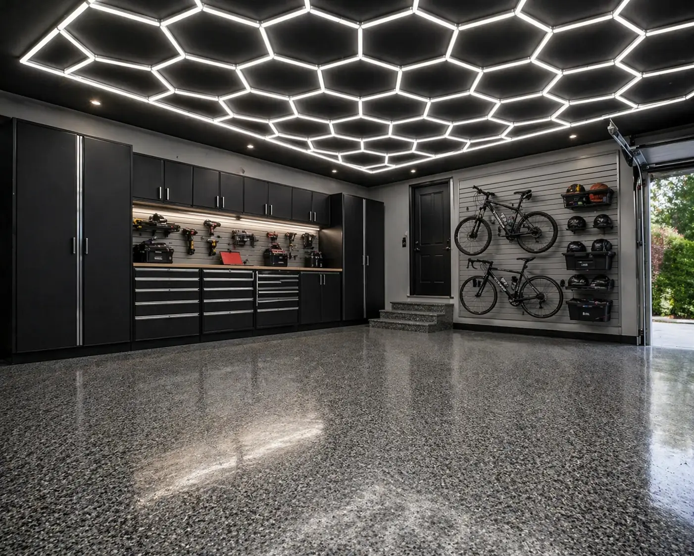 LED and hex garage lighting