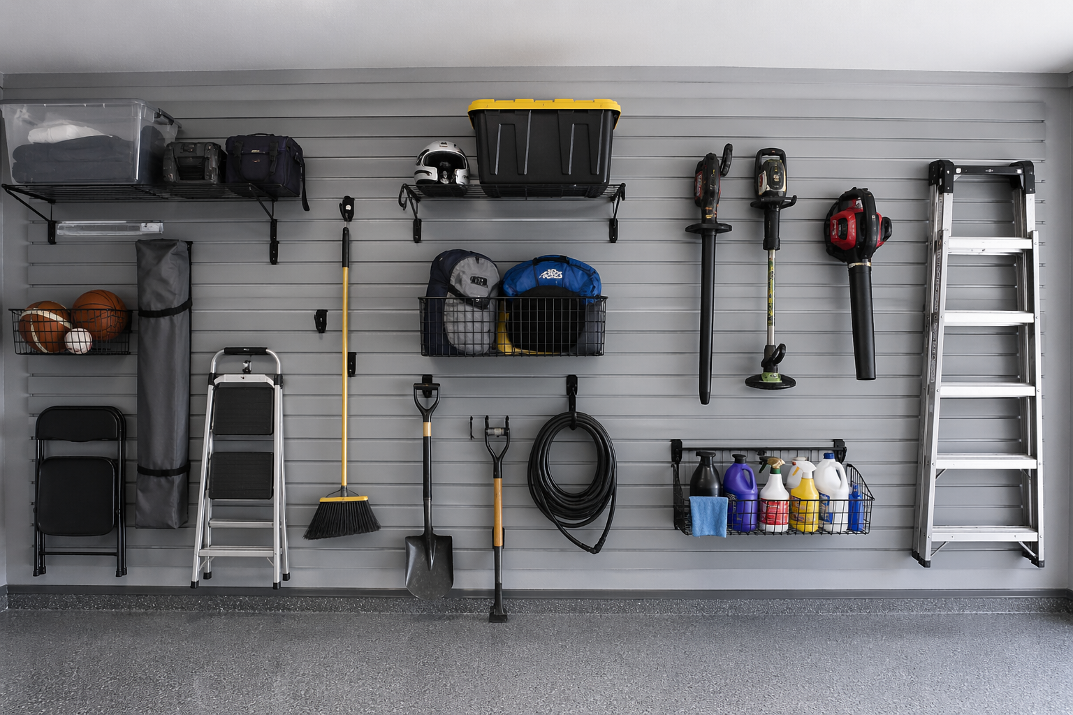 Garage slatwall storage system