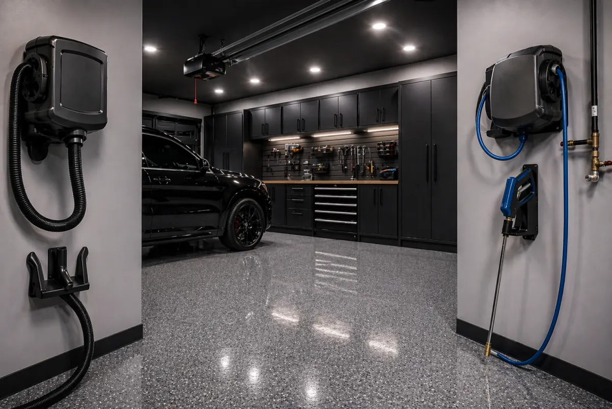 Finished epoxy garage flooring