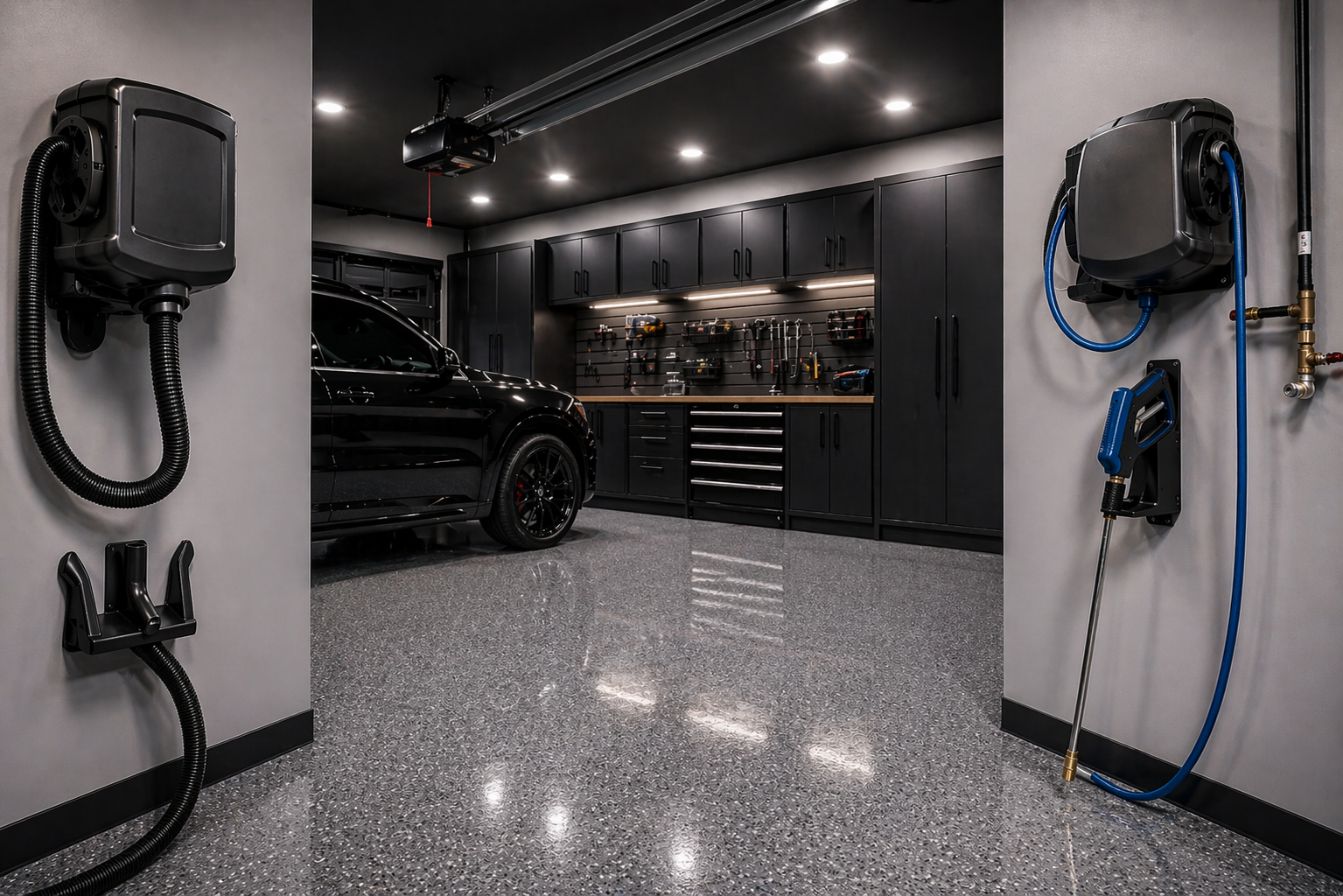 Finished epoxy garage flooring